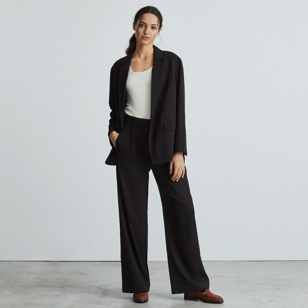 NWT Everlane The Way-High Drape Pant in Black, Size 0